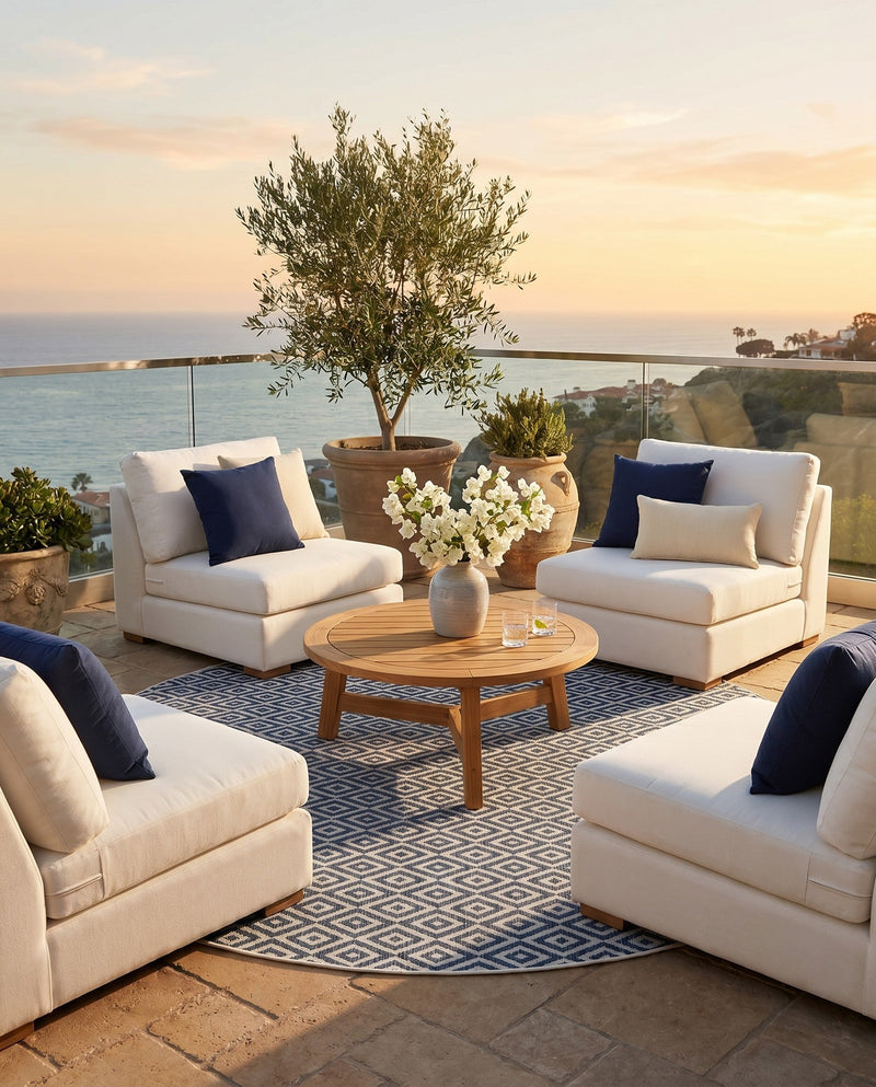 Urban Oasis Rugs Collection Area Rug -  Rooftop (Blue) Round Blue  lifestyle 82