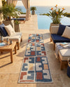 Coastal Terrace Collection Area Rug -  Sail Runner Ivory and Blue  lifestyle 46