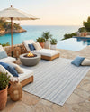 Seaside Stripes Collection Area Rug -  Boardwalk (Teal) Rectangle Teal  lifestyle 35
