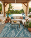 Seaside Blooms Collection Area Rug -  Evergreen (Teal) Rectangle Teal  lifestyle 18