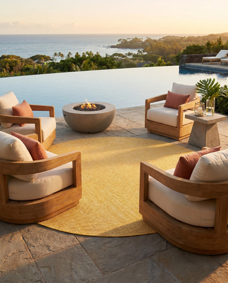 Seaside Serenity Collection Area Rug - Veranda (Corn Harvest Yellow) Round Corn Harvest Yellow  lifestyle 63