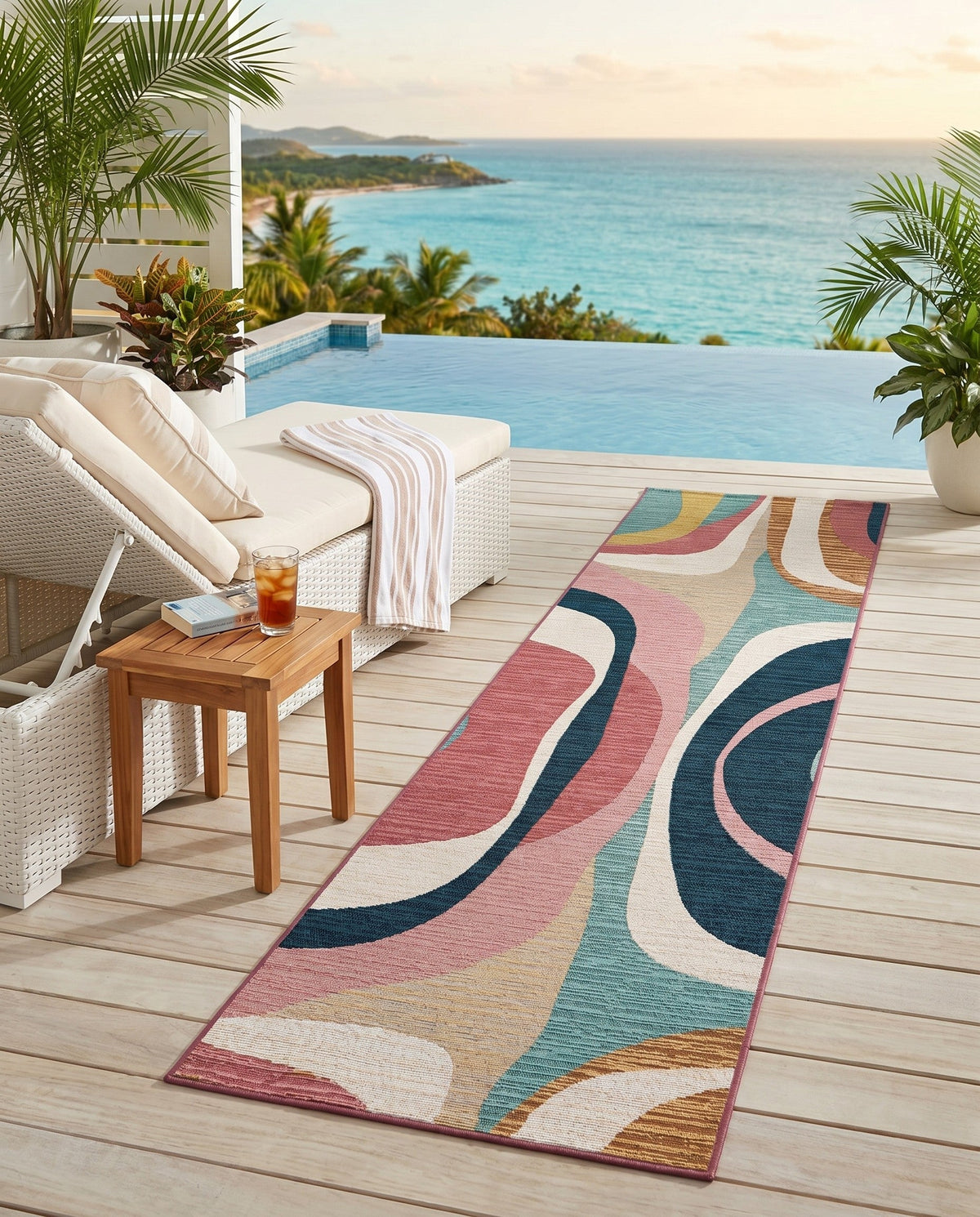 Urban Terrace Collection Area Rug - Venice Runner Multi  lifestyle 67