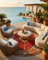 Patio Heritage Collection Area Rug -  Arbor Round Red Green Blue  lifestyle 61