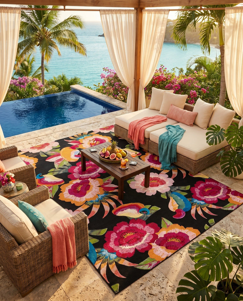 Seaside Blooms Collection Area Rug -  Versailles Rectangle Multi  lifestyle 49