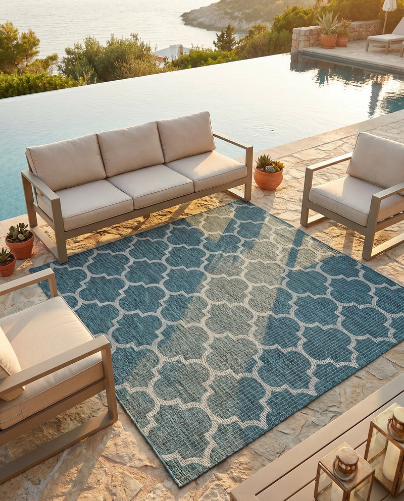 Savannah Pergola Collection Area Rug - Arbor (Teal) Square Teal  lifestyle 39
