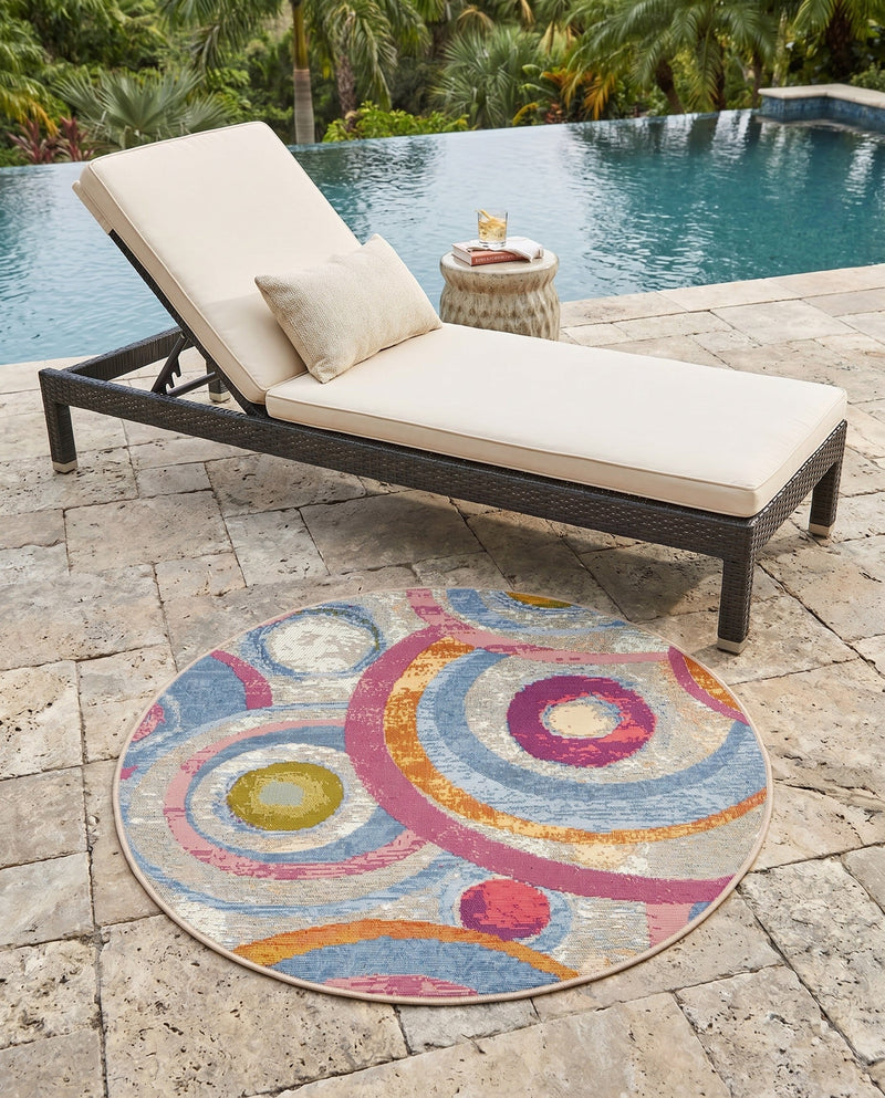 Urban Terrace Collection Area Rug -  Plaza Round Multi  lifestyle 79