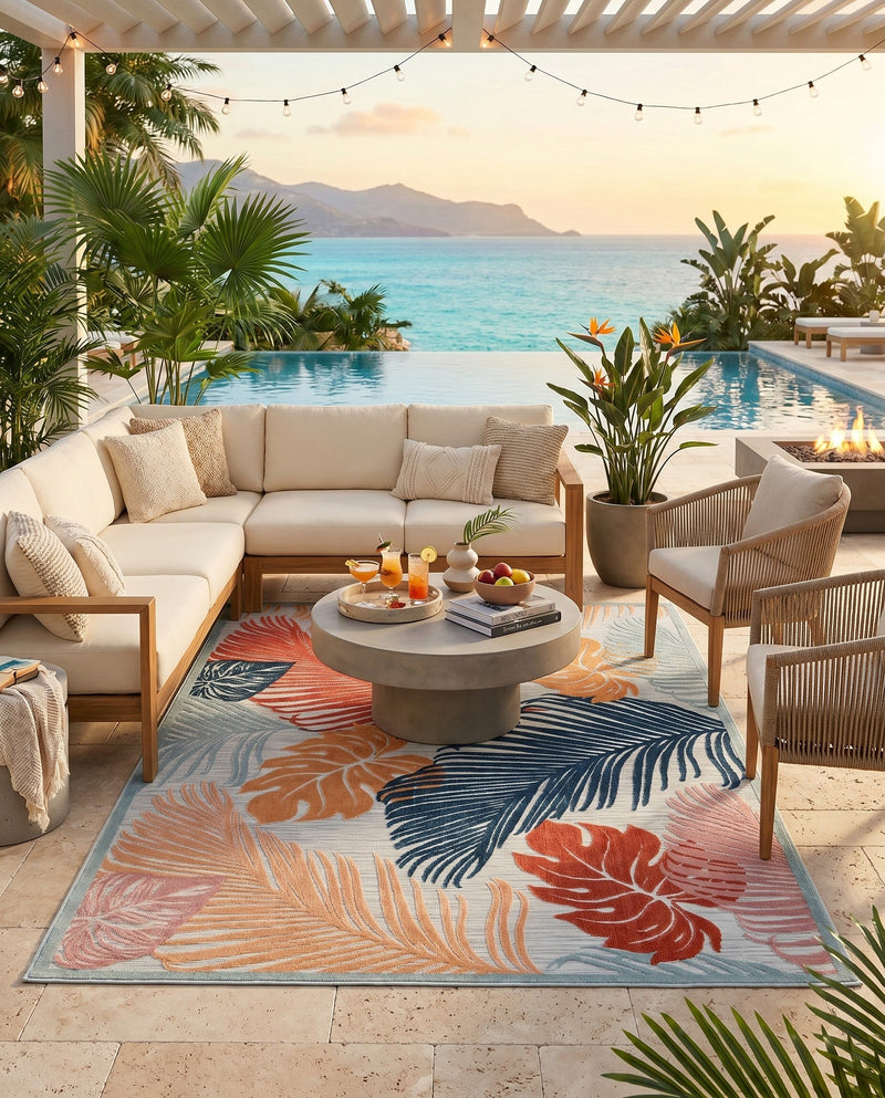 Seaside Blooms Collection Area Rug -  Tranquil Rectangle Multi  lifestyle 37