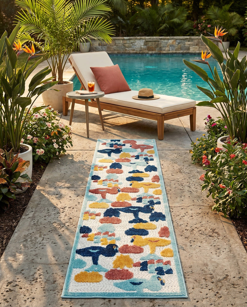 Caribbean Terrace Collection Area Rug -  StLucia Runner White  lifestyle 63