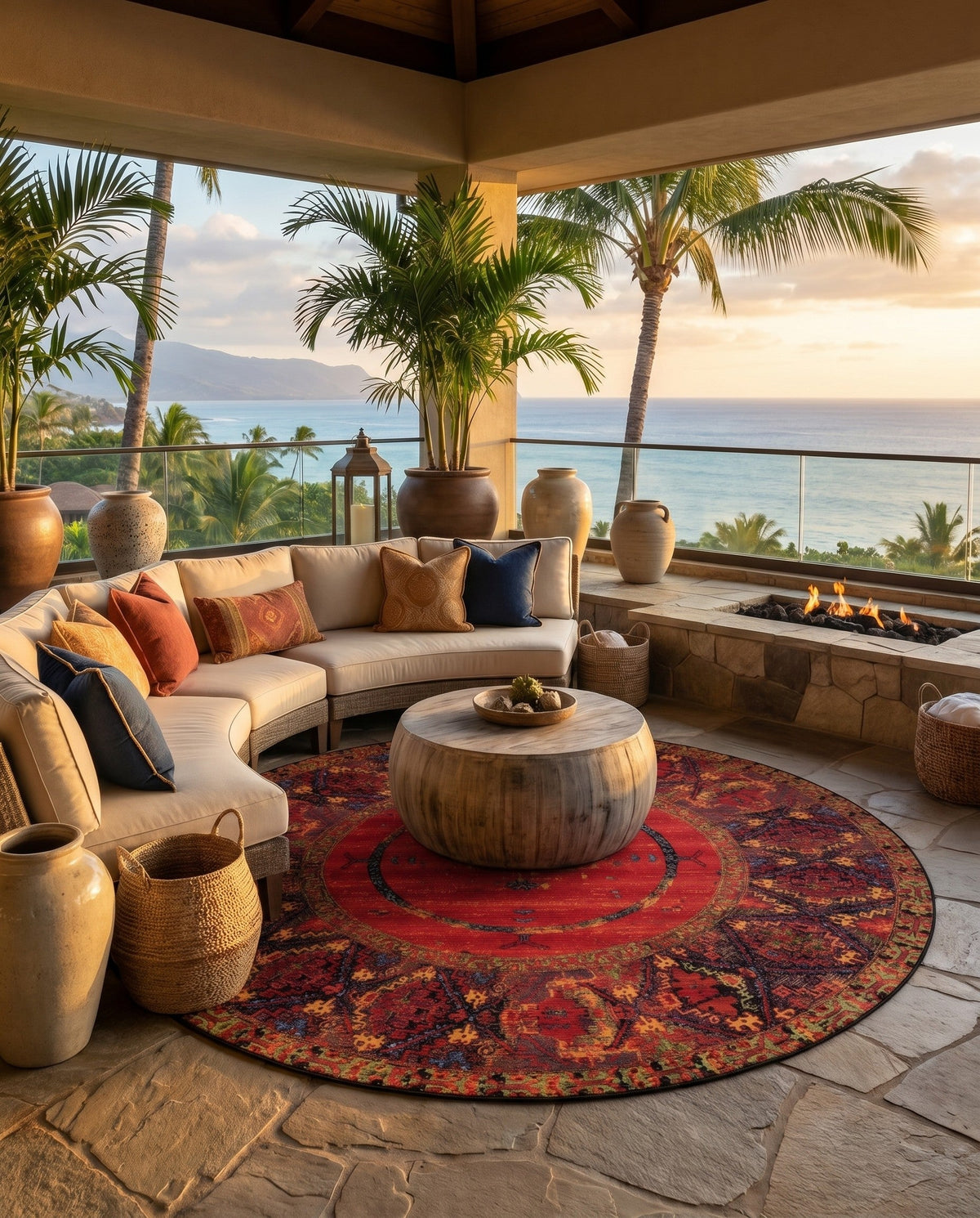 Safari Escape Rugs Collection Area Rug - Serengeti Round Multi  lifestyle 90