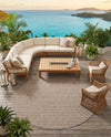 Seaside Stripes Collection Area Rug -  Boardwalk (Natural) Round Natural  lifestyle 24