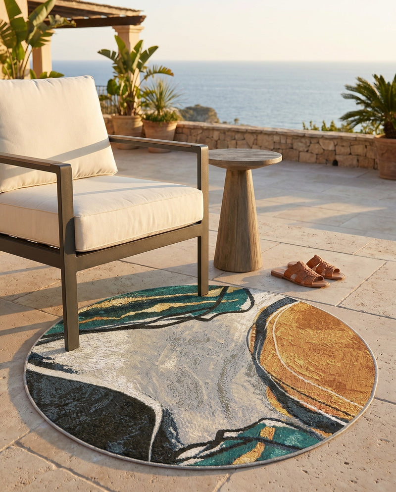 Urban Terrace Collection Area Rug -  Pavilion Round Multi  lifestyle 55