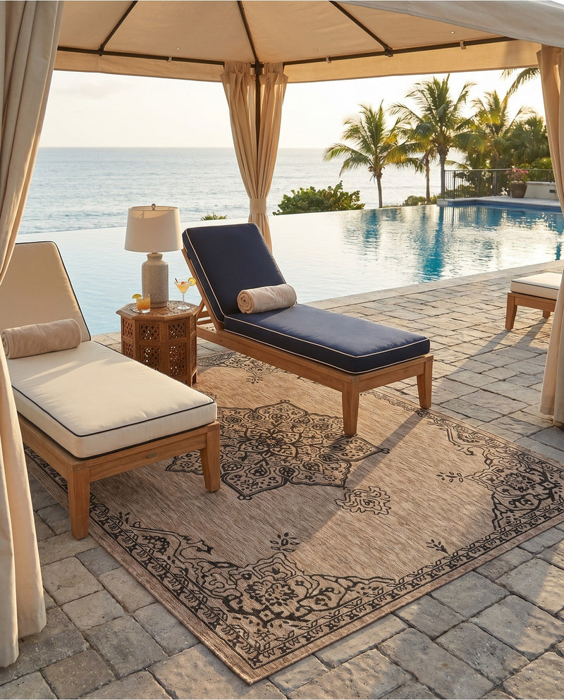 Patio Heritage Collection Area Rug -  Charleston (Beige) Rectangle Beige  lifestyle 24