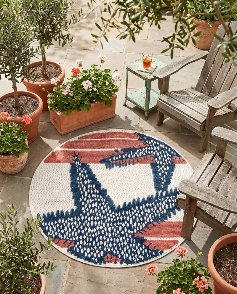 Caribbean Terrace Collection Area Rug -  Curacao Round Ivory  lifestyle 44