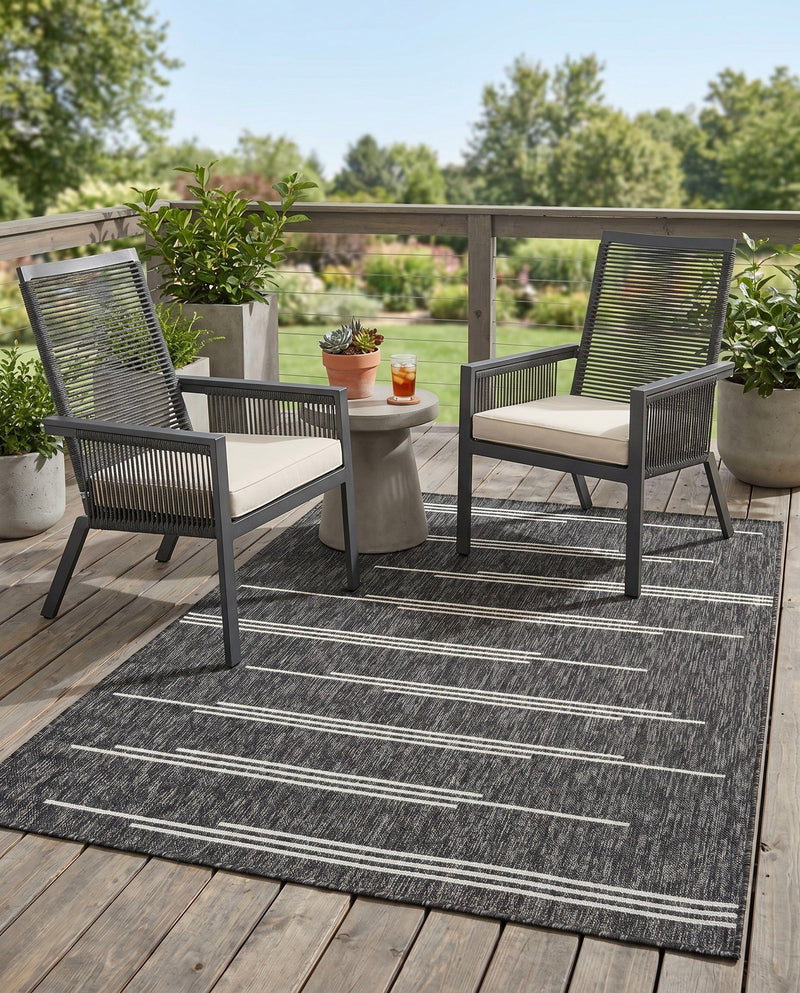 Urban Terrace Collection Area Rug -  Brooklyn Rectangle Black and White  lifestyle 16
