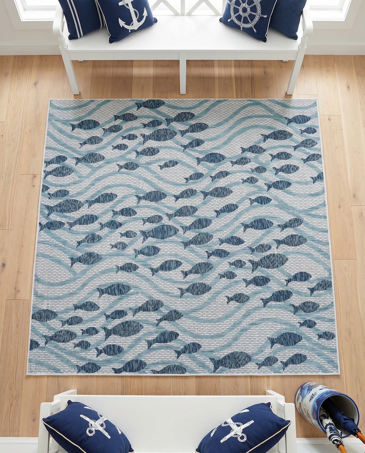 Seaside Haven Rugs Collection Area Rug -  Harbor Square Blue  lifestyle 96