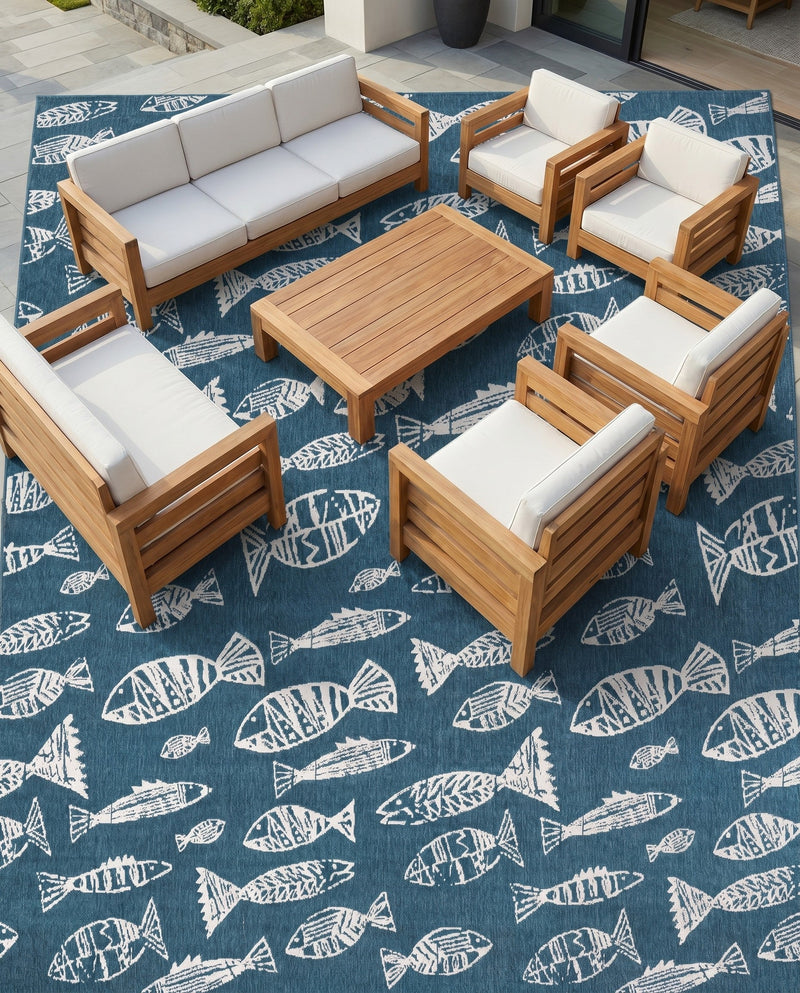 Seaside Haven Rugs Collection Area Rug -  Oceanview Rectangle Blue  lifestyle 24