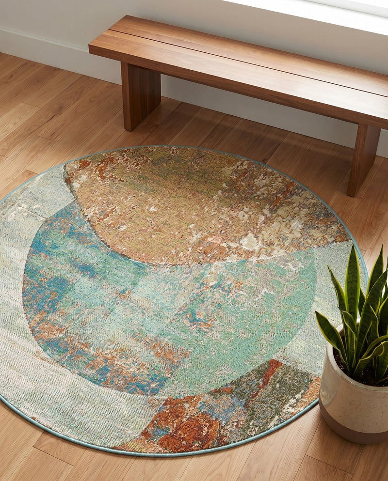Urban Terrace Collection Area Rug -  Portico Round Multi  lifestyle 61