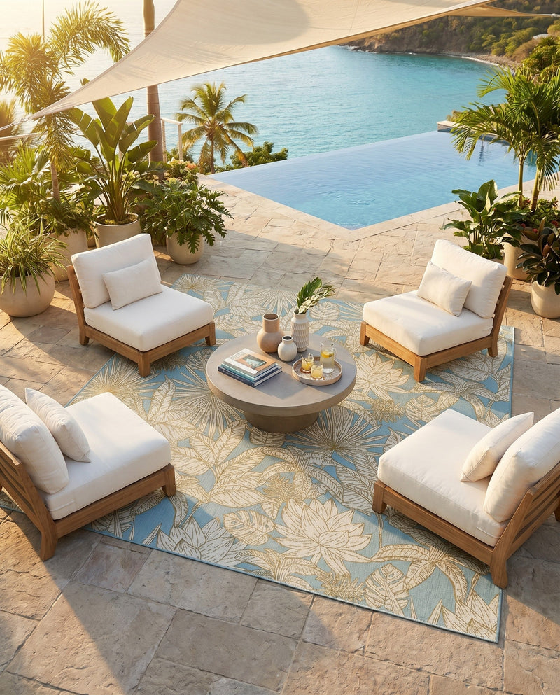 Seaside Blooms Collection Area Rug -  Shalimar Square Soft Blue  lifestyle 23