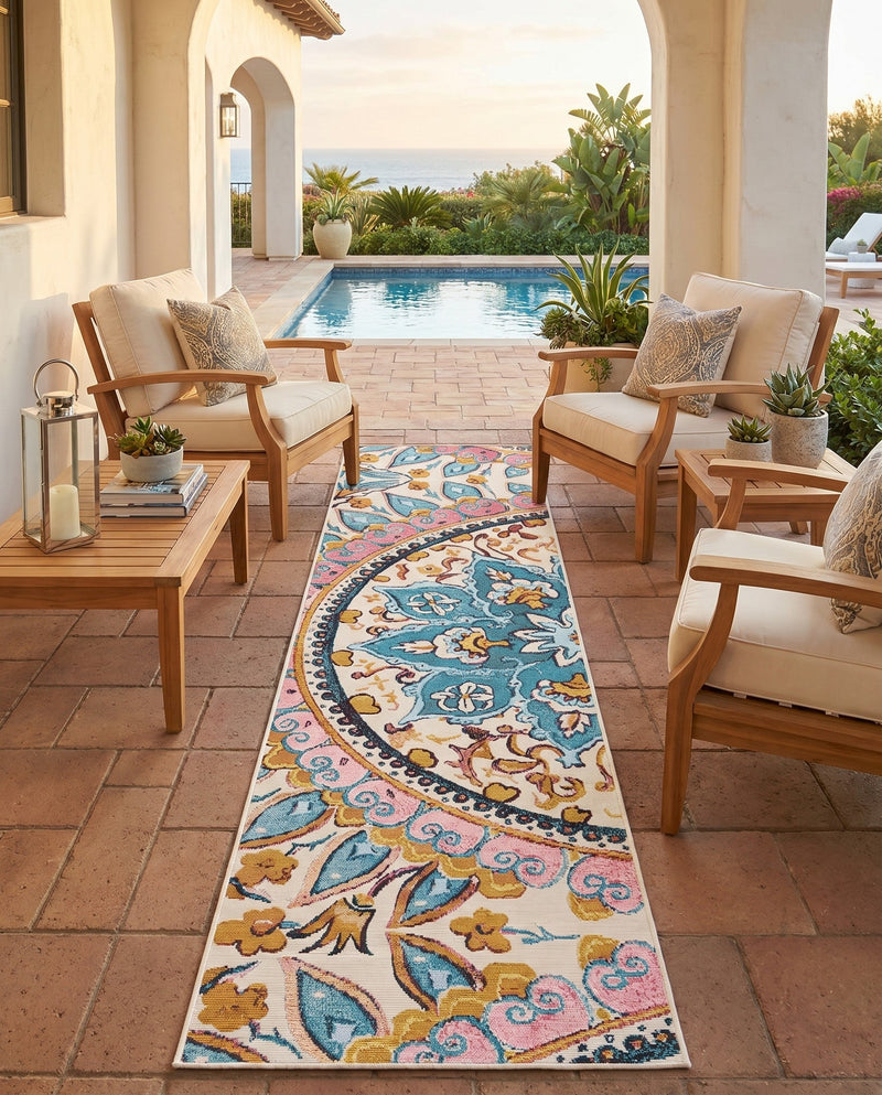 Patio Heritage Collection Area Rug - Tuscany Runner Multi  lifestyle 52