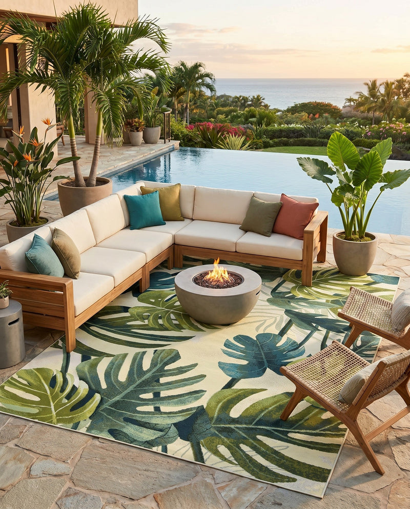 Seaside Blooms Collection Area Rug -  Ivy Rectangle Green  lifestyle 44