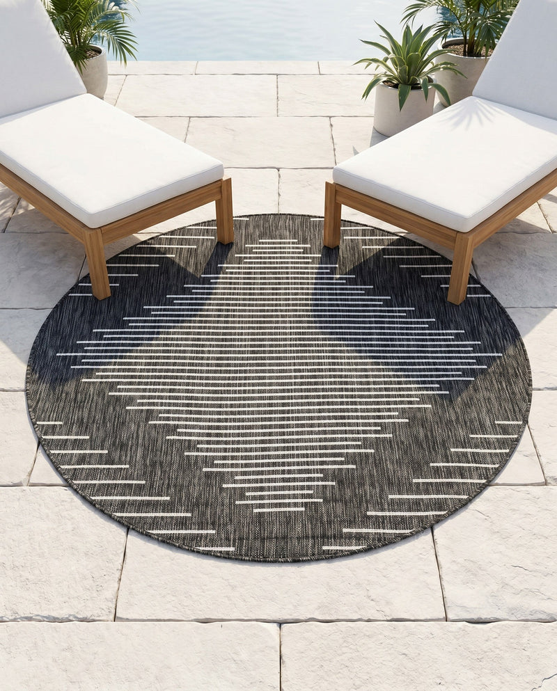 Urban Terrace Collection Area Rug -  Chelsea (Charcoal Gray) Round Charcoal Gray  lifestyle 35