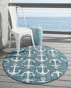Seaside Haven Rugs Collection Area Rug - Sapphire (Teal) Round Teal  lifestyle 40
