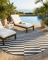 Seaside Stripes Collection Area Rug - Cabana (Charcoal) Round Charcoal  lifestyle 30