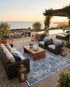 Patio Heritage Collection Area Rug - Savannah (Blue) Rectangle Blue  lifestyle 31