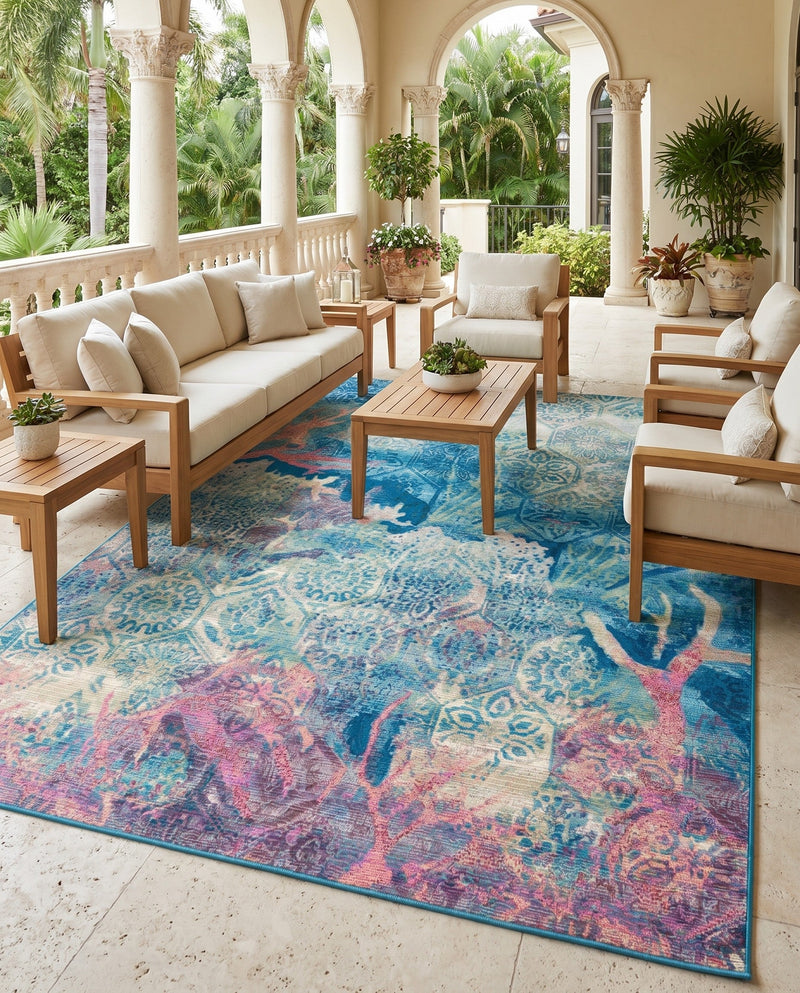 Seaside Haven Rugs Collection Area Rug - Marina Rectangle Multi  lifestyle 14