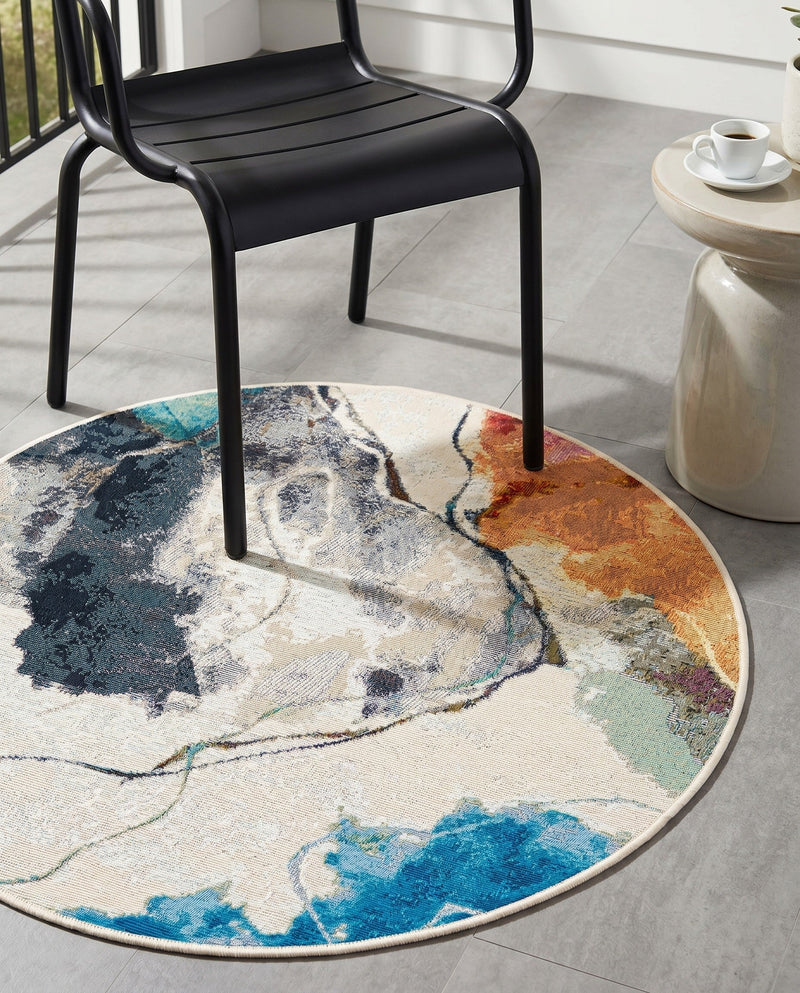 Urban Terrace Collection Area Rug -  Arbor Round Multi  lifestyle 52