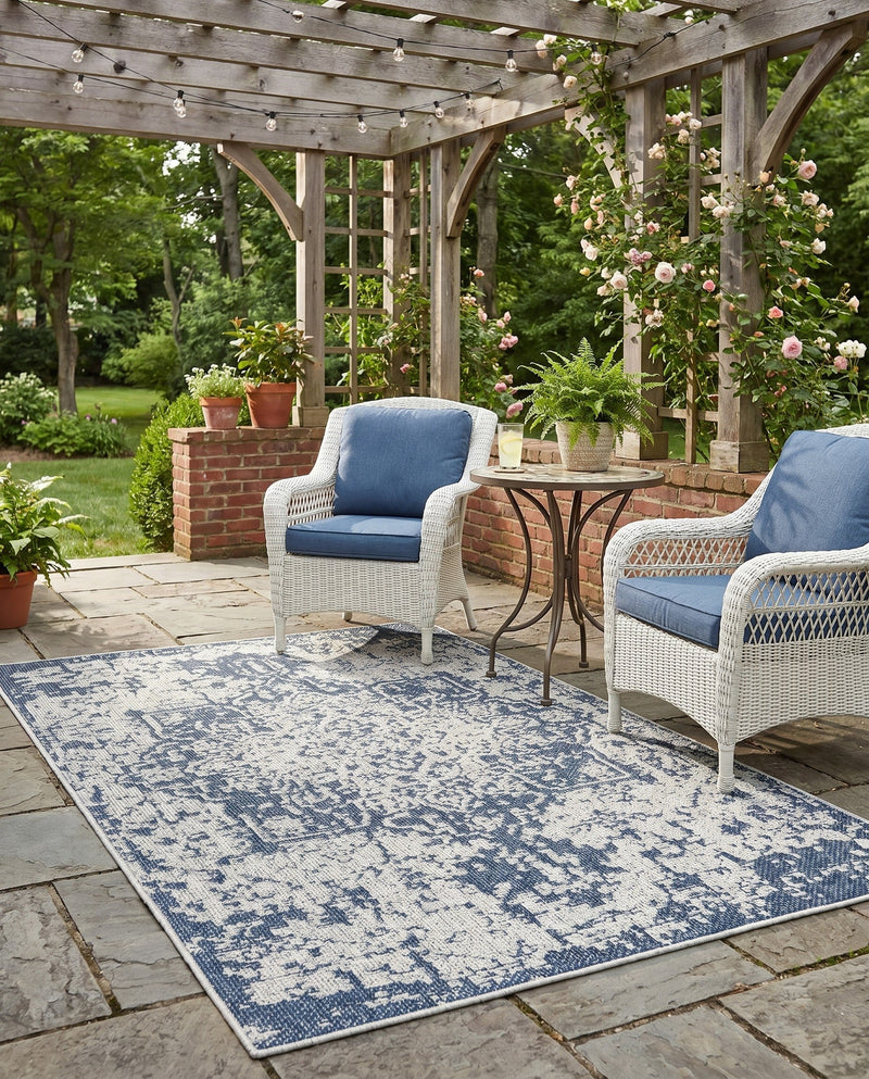Patio Heritage Collection Area Rug - Santorini Rectangle Navy Blue  lifestyle 30