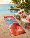 Urban Terrace Collection Area Rug -  Patio Runner Gray and Pink  lifestyle 68
