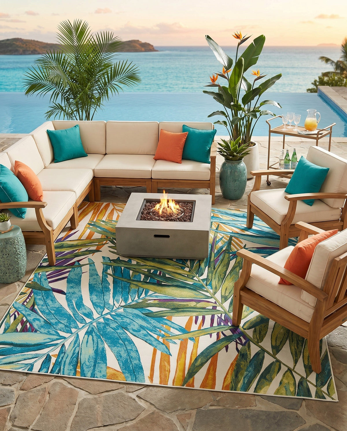 Seaside Blooms Collection Area Rug -  Arcadia Square Multi  lifestyle 116