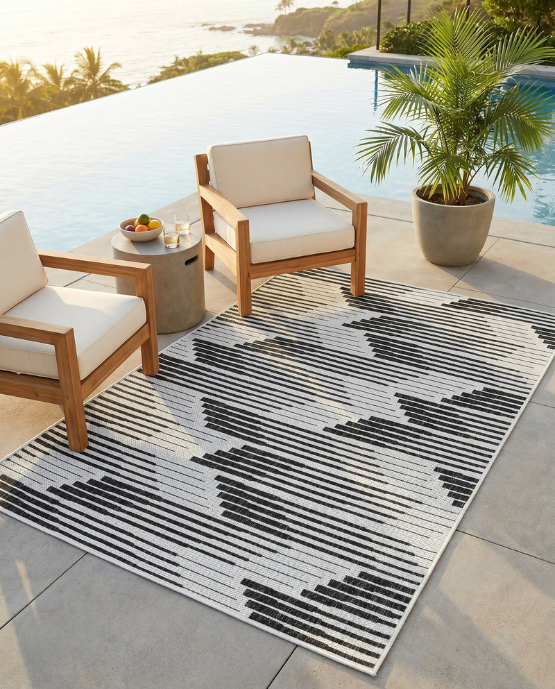 Urban Terrace Collection Area Rug -  Bronx Rectangle Black and White  lifestyle 22