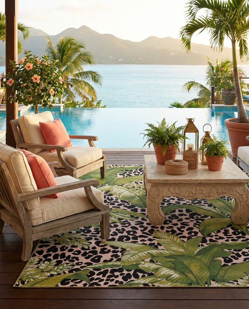 Seaside Blooms Collection Area Rug -  Lotus Rectangle Green  lifestyle 21