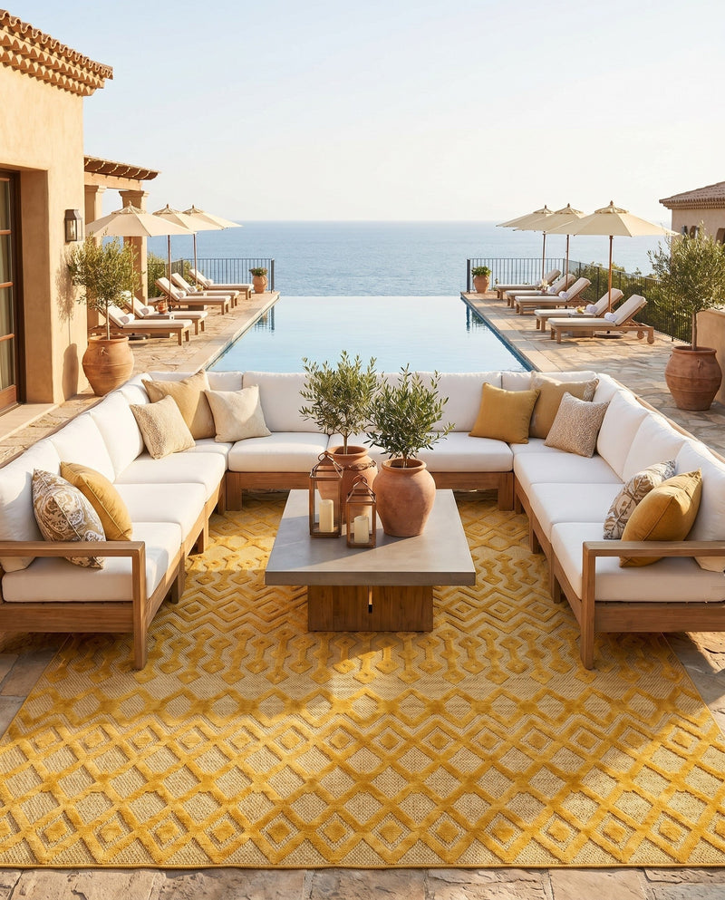 Garden Lattice Charm Collection Area Rug -  Pergola (Yellow) Rectangle Yellow  lifestyle 14