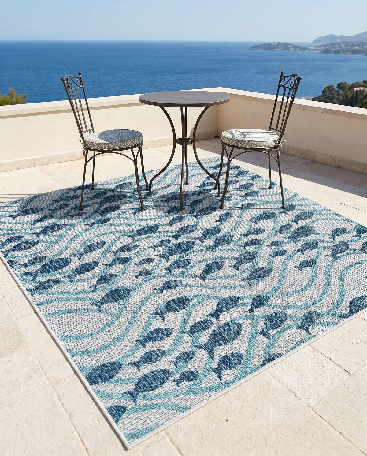 Seaside Haven Rugs Collection Area Rug -  Harbor Square Blue  lifestyle 95