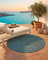 Seaside Serenity Collection Area Rug - Veranda (Teal) Round Teal  lifestyle 58