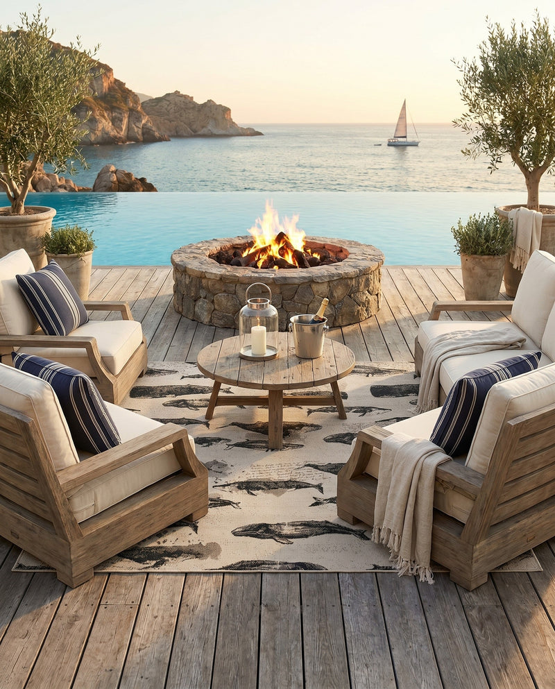 Seaside Haven Rugs Collection Area Rug -  Seabreeze Square Beige  lifestyle 75