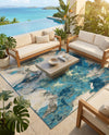 Urban Terrace Collection Area Rug -  Gazebo Square Blue and Ivory  lifestyle 78