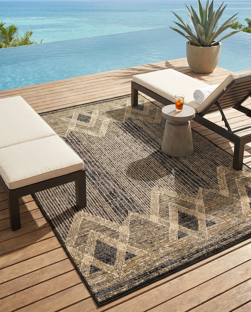 Urban Terrace Collection Area Rug -  Loft Rectangle Charcoal  lifestyle 30