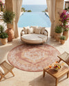 Patio Heritage Collection Area Rug -  Augusta (Rust Red) Round Rust Red  lifestyle 50