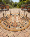Patio Heritage Collection Area Rug - Veranda Round Black Gold Brown  lifestyle 79