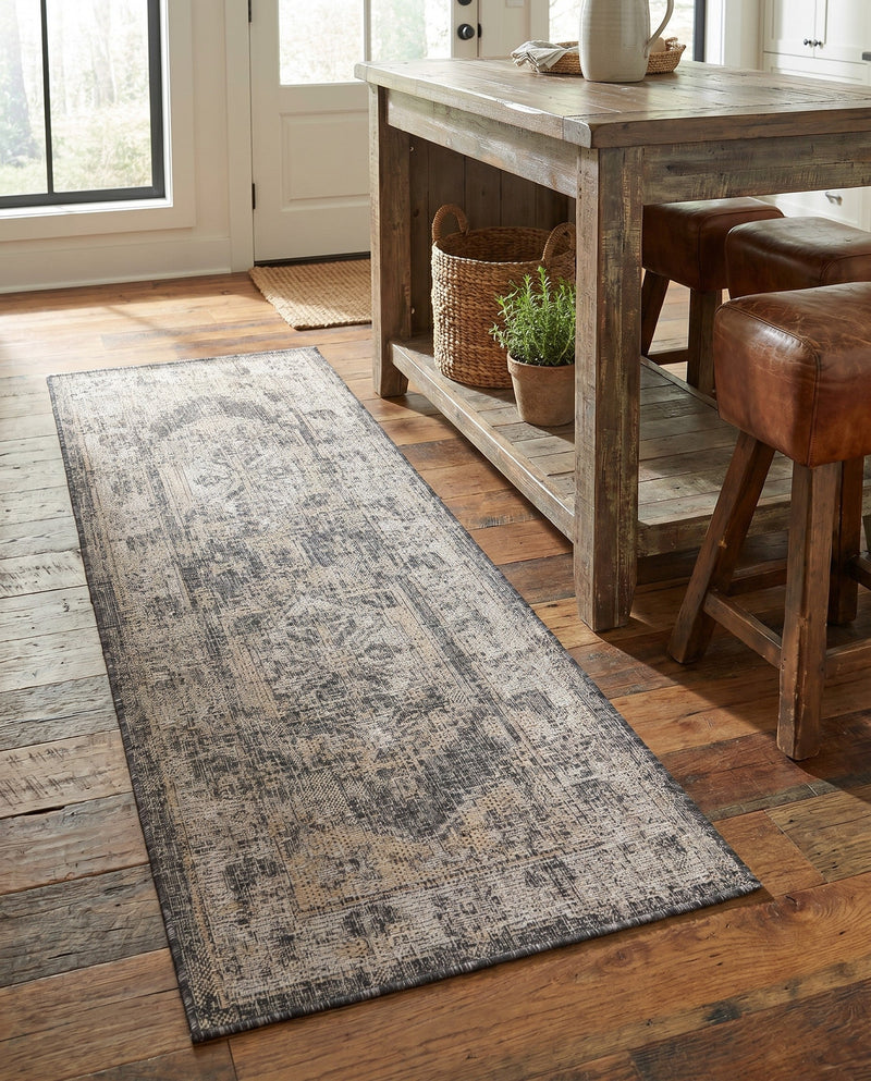 Patio Heritage Collection Area Rug -  Augusta (Charcoal) Runner Charcoal  lifestyle 65
