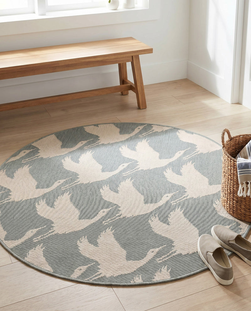 Seaside Haven Rugs Collection Area Rug -  Pelican Round Stone Blue  lifestyle 64