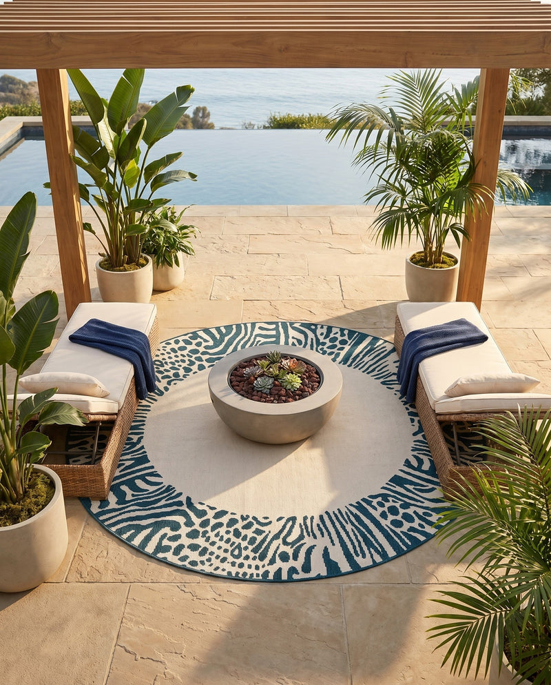 Savannah Escape Collection Area Rug - Serengeti Round Ivory  lifestyle 58