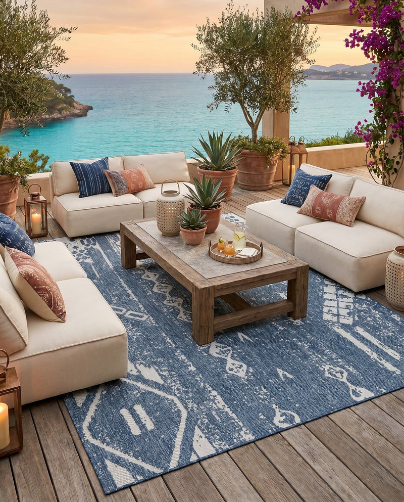 Desert Nomad Terrace Collection Area Rug - Sahara (Blue) Rectangle Blue  lifestyle 21