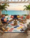 Caribbean Terrace Collection Area Rug -  Nevis Rectangle White  lifestyle 38