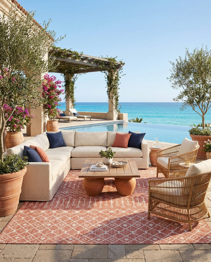 Savannah Pergola Collection Area Rug -  Pergola (Rust Red) Rectangle Rust Red  lifestyle 18