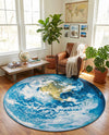 Urban Terrace Collection Area Rug -  Pergola Round Blue  lifestyle 64